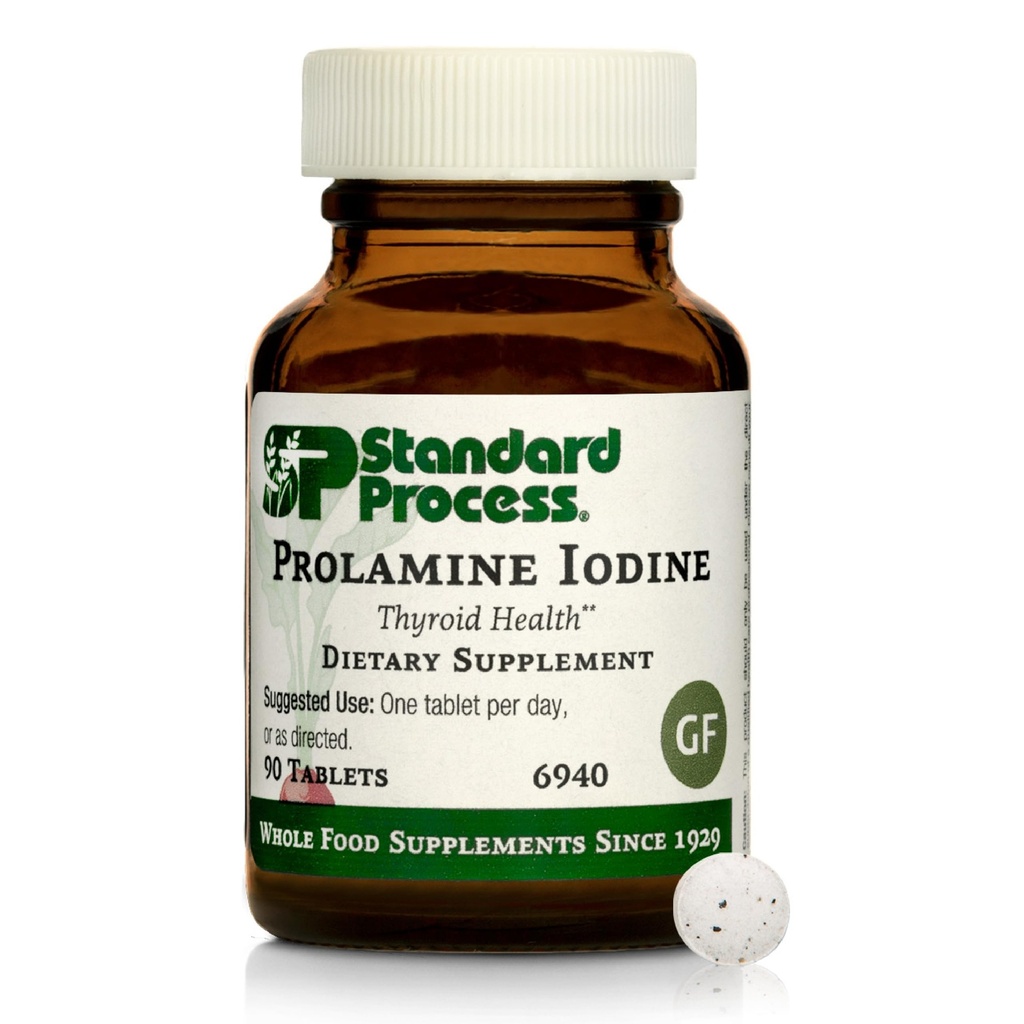Standard Process Prolamine Jod - Thyroid Health Supplement - Essentiel endokrine support med jod - Gluten- Free, Non- Dairy, & Non- Soy - 90 tabletter (90 Servere)