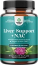 Leverstøtte NAC tillæg med mælk tidsel for lever rense Detox & reparation - N Acetyl cystein tillæg for lever rense med gurkemeje, cholin, Mælkebøtte & L- Glutathione - 60 Caps