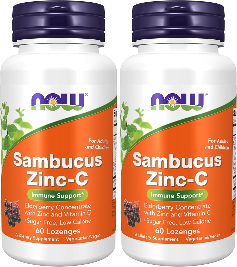 Nu Kosttilskud, Sambucus Zinc- C med Elderberry koncentrat og C-vitamin, 60 Lozenges (pakke med 2)