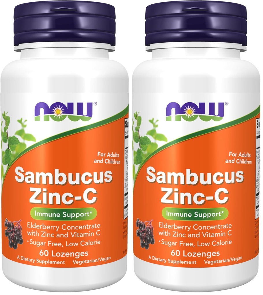 Nu Kosttilskud, Sambucus Zinc- C med Elderberry koncentrat og C-vitamin, 60 Lozenges (pakke med 2)