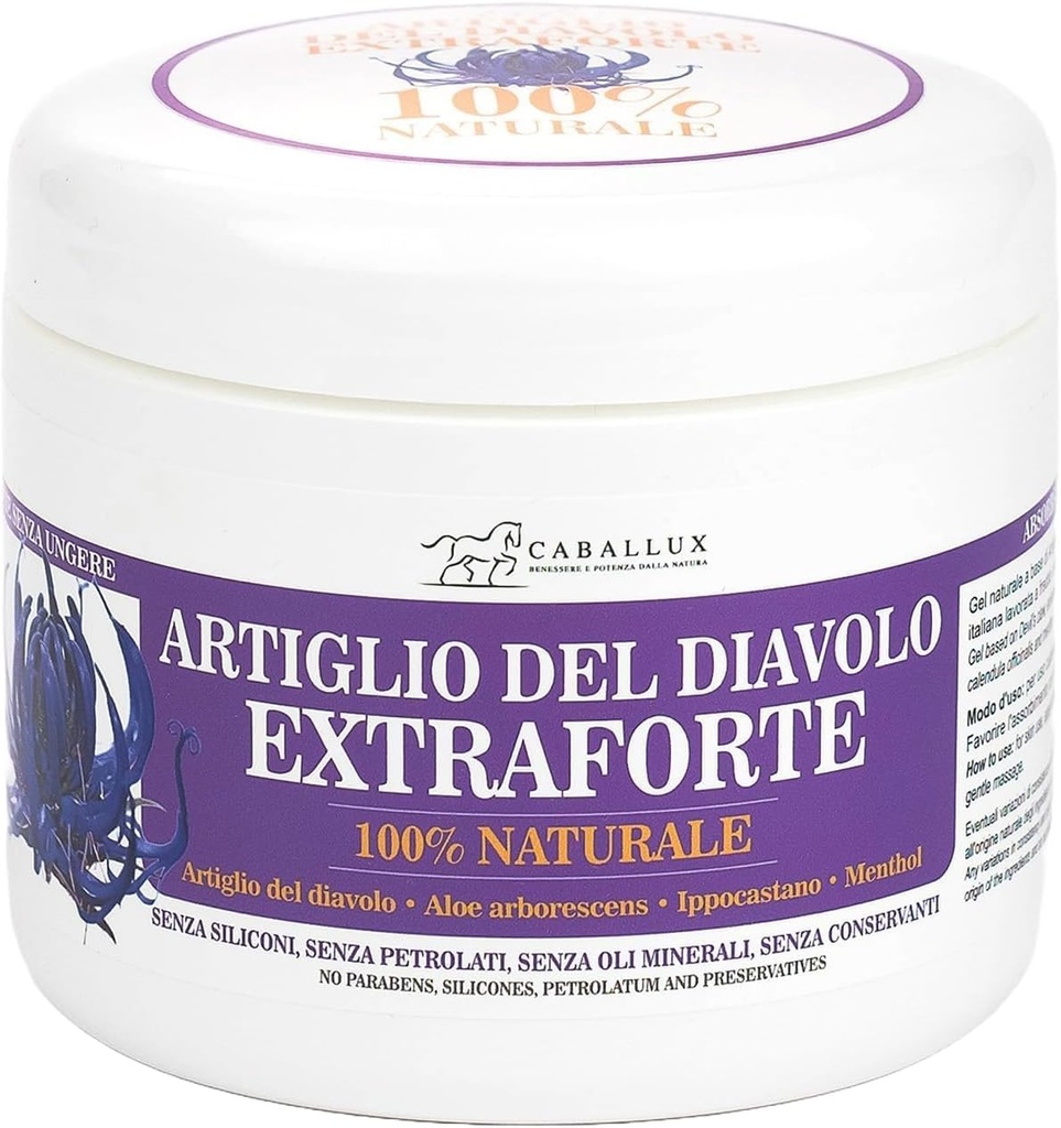 Devil 's Claw Strong Gel 100% Natural - Beriget med italienske Aloe Arborescens, Horse Chestnut, Menthol for Muskler og Joints - 17 Oz