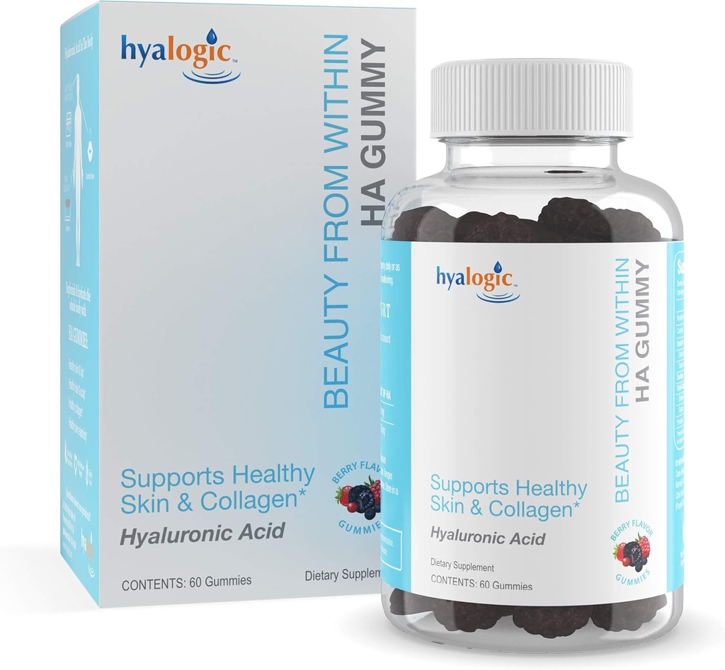 Hyalogisk skønhed fra Inde i Hyaluronsyre Gummies - Ideel til hudpleje og hårvækst - Lækker Berry- Smagsfarvet Gummy Vitaminer - Vegan & Gluten Free (60 Gummies)