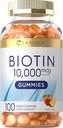 Carlyle Biotin 10000mcg Gummies Note 124; 100 Greve Note 124; Peach Flavor Supplement Note 124; Vegan, Non- GMO, Gluten Free