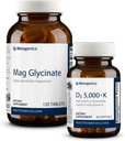 Metagenics Essential Wellness Duo: D3 5.000 + K - immunforsvar, ben og hjerte sundhed - 60 Softgels & stærkt Absorberbare Magnesium Glycinate til Muskler og Nervesystemet Support - 120 tabletter