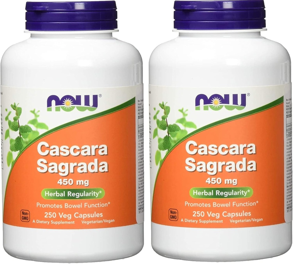 Cascara Sagrada, 450 mg, 250 Caps by Now Foods (pakke med 2)