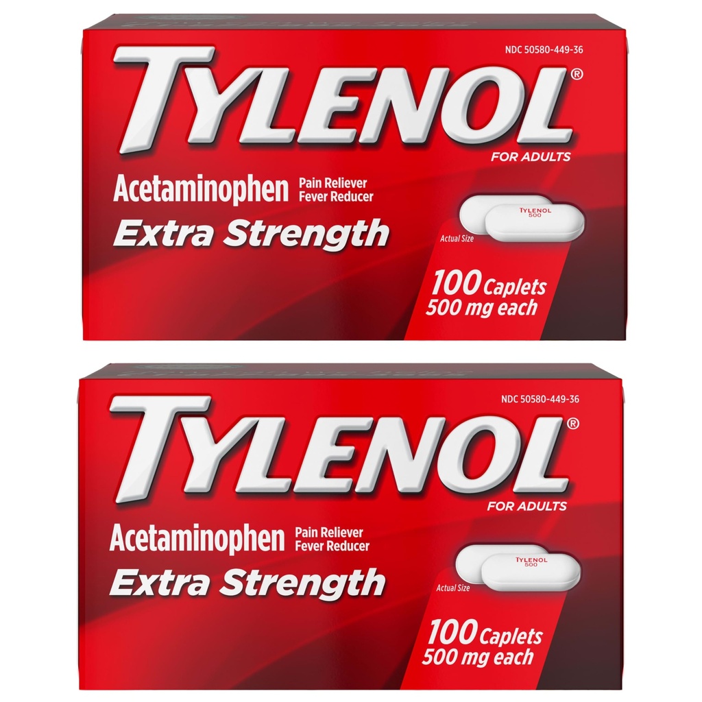 Tylenol Extra Strength Pain Reliever and Fever Reducer Caplets, 500 mg Acetaminophen, Pain Relief Pills for Hovedpine, Backache, Tandpine og Mindre Gigt Smerte Relief, 200 Tæl