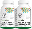 Plantvital Hel Food Multivitamin - Multivitaminer med 42 Superfood Raw Veggies og Frugter Vitaminer Earth Energy Fruits and Veggies Supplement Pure Fruit and Vegetabilske Kosttilskud - 180 tabletter