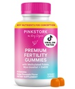 Pink Stork Fertilitet Gummier for kvinder - Ananas Mango Flavor, Conception Support med Myo-Inositol, CoQ10, Folate, Zink, D-vitamin, B6, B12 - Hormonal & Reproductive Health Supplement - 60 Gummies