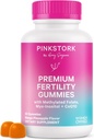 Pink Stork Fertilitet Gummier for kvinder - Ananas Mango Flavor, Conception Support med Myo-Inositol, CoQ10, Folate, Zink, D-vitamin, B6, B12 - Hormonal & Reproductive Health Supplement - 60 Gummies