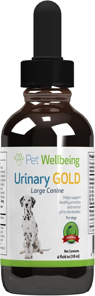 Pet Wellbeing Urinary Gold for Dogs - Vet- Formuleret Multi- Herb Urinary Tract Support - Bstige Sundhed & Urinary System Wellness - Holistisk hund supplement - flydende formel 4 oz (118 ml)