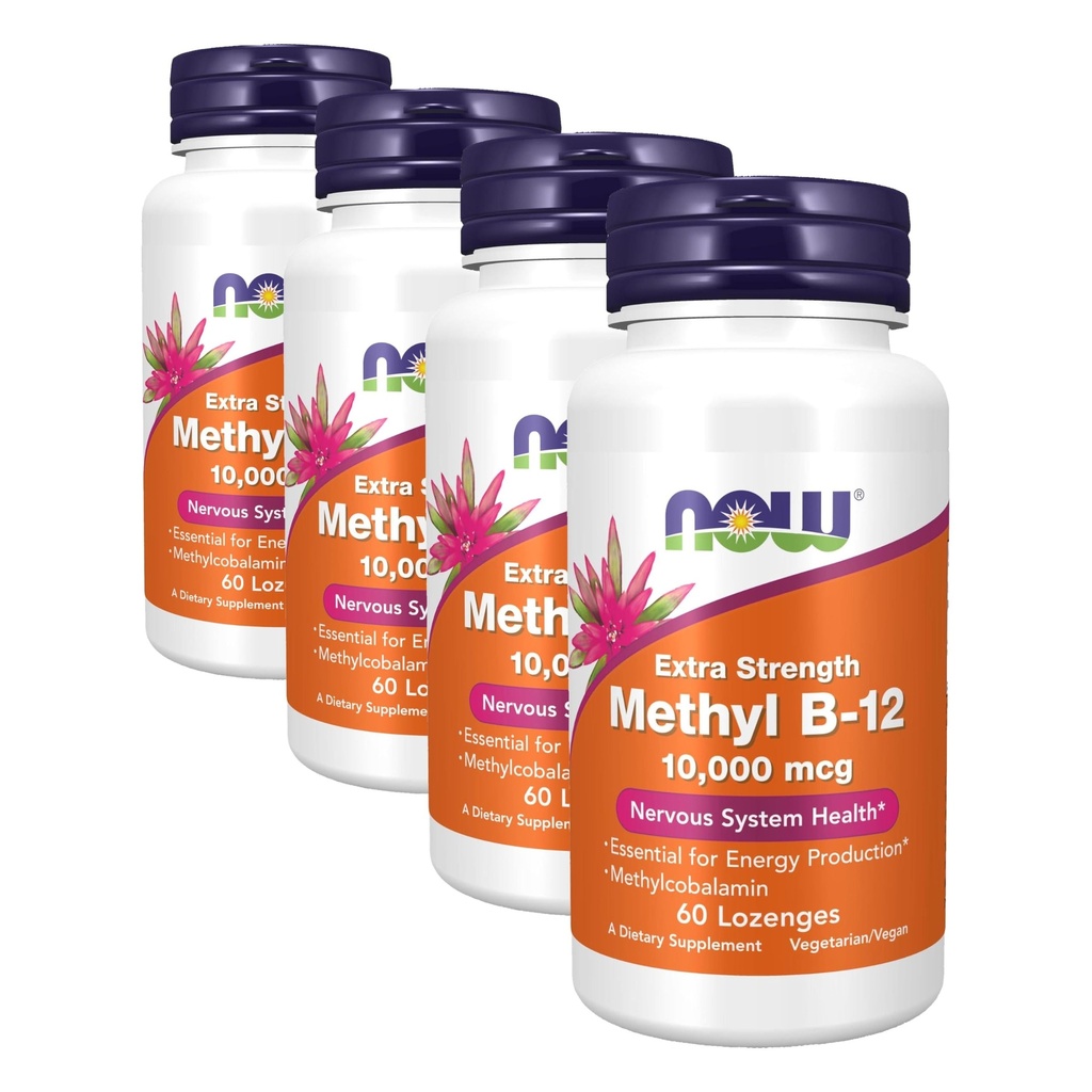 Now Supplements, Methyl B- 12 (Methylcobalamin) 10.000 mcg, Nervesystemet Health *, 60 Lozenges (pakke med 4)