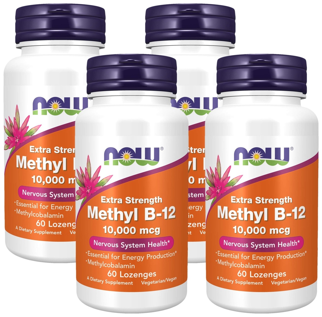 Now Supplements, Methyl B- 12 (Methylcobalamin) 10.000 mcg, Nervesystemet Health *, 60 Lozenges (pakke med 4)