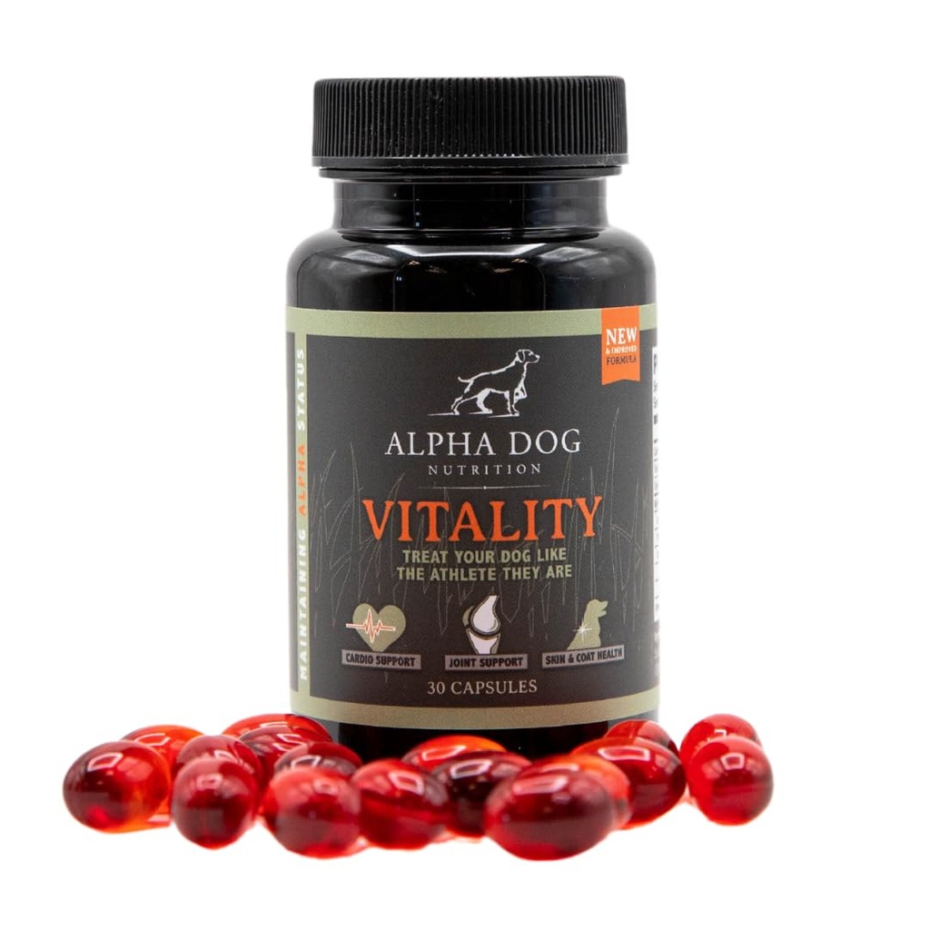 Krill Olie til hunde - Vitality by Alpha Dog Nutrition - Reducerer hundeallergi, Itchiness, & Shedding - fremmer sund hud og Coat