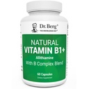 Dr. Berg Natural Vitamin B1 B6 B12 Complex - Allithiamin Vitamin B1 Supplement med 8 Essential Vitamin B Complex til mænd og kvinder, herunder thiamin, Niacin, Folate, Magnesium & mere - 60 kapsler