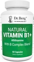 Dr. Berg Natural Vitamin B1 B6 B12 Complex - Allithiamin Vitamin B1 Supplement med 8 Essential Vitamin B Complex til mænd og kvinder, herunder thiamin, Niacin, Folate, Magnesium & mere - 60 kapsler