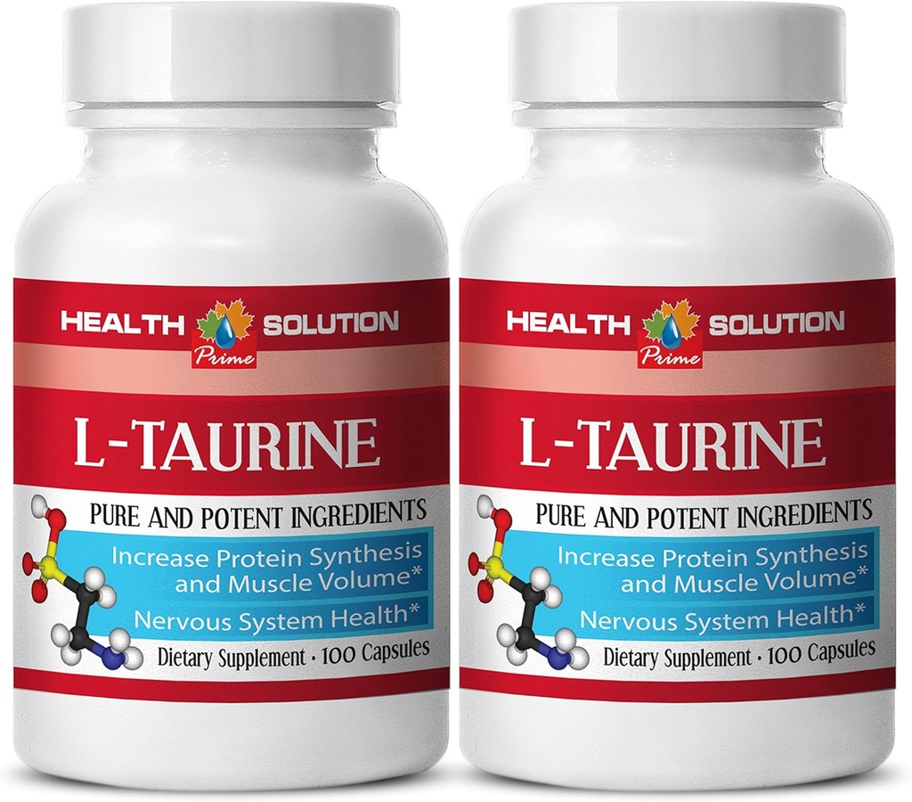 Taurine b6 - L- TAURINE 500MG - opretholde lean muskelmasse, Taurine supplement, essentielle aminosyrer, Focus og Energy Booster, Memory Support, kraftfulde antioxidant, Detox piller, 2 Bot 200 Kapsler