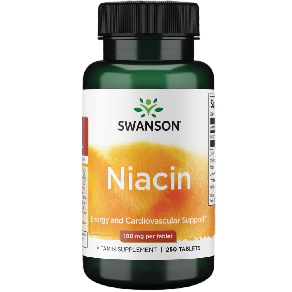 Swanson Niacin (vitamin B3) - Vitamin supplement støtte hjerte sundhed og kulhydrat Metabolisme - fremmer naturlig energiproduktion - (250 tabletter, 100mg NE Hver)