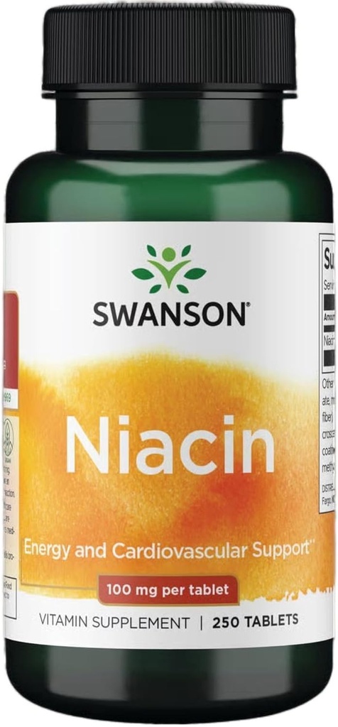 Swanson Niacin (vitamin B3) - Vitamin supplement støtte hjerte sundhed og kulhydrat Metabolisme - fremmer naturlig energiproduktion - (250 tabletter, 100mg NE Hver)