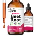 Wild & Organic Beet Root Extract Drops - 8000 mg Fresh Beetroot Extract Ækvivalent - Extract 20: 1 - Liquid Red Beets Supplements - 400 mg per serving - Vegan, Alkohol & Sugar- Free - 4 fl oz
