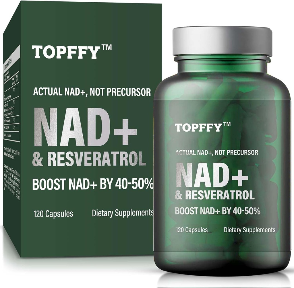 NAD + tillæg, NAD + & Resveratrol supplement til Max Absorption for support Cellular Energy, Aging Defense, 120 Softgels