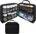 Large Padded Modular Pill Bottle Organizer, Medicine Bag, Case, Carrier for Medications, Vitamins, and Medical Supplies - for Home Storage and Travel - Black (Without Lock)