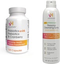 vH essentielle Probiotika med Prebiotika og Cranberry Feminin Health Supplement - 120 Kapsler og personlig Cleansing Spray Bundle