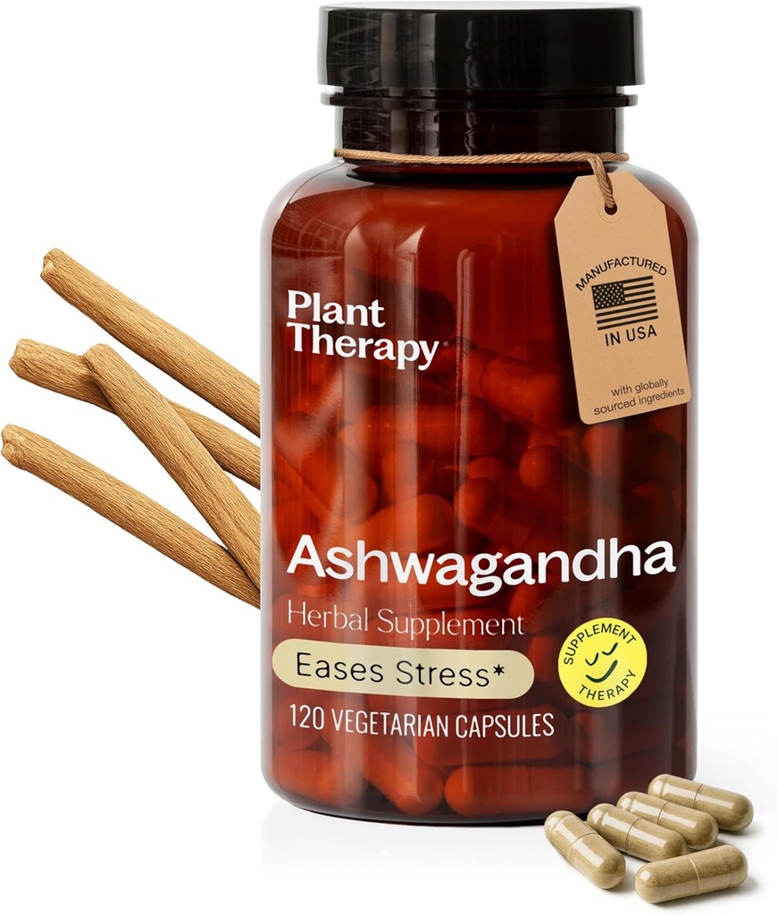 Plantebehandling Ashwagandha Kapsler fremstillet i USA 4 Måned Supply fremmer afslapning og følelsesmæssig balance Kosttilskud til kvinder & mænd 120 Vegetarisk Capsule