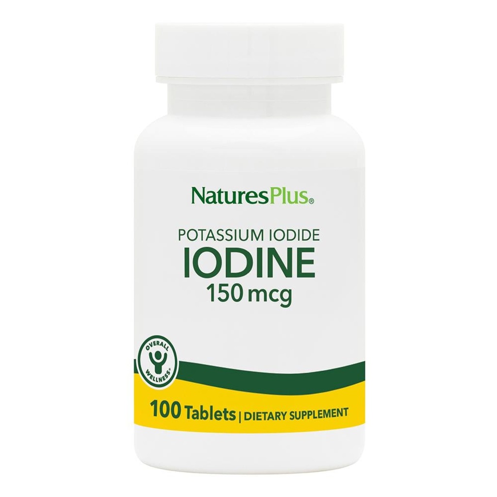 NaturePlus Kalium Iodide - 150 mcg, 100 Vegan tabletter - Thyroid Support, Understøtter Respiratoriske Sundhed - Vegetarisk, Gluten Gratis - 100 Servere