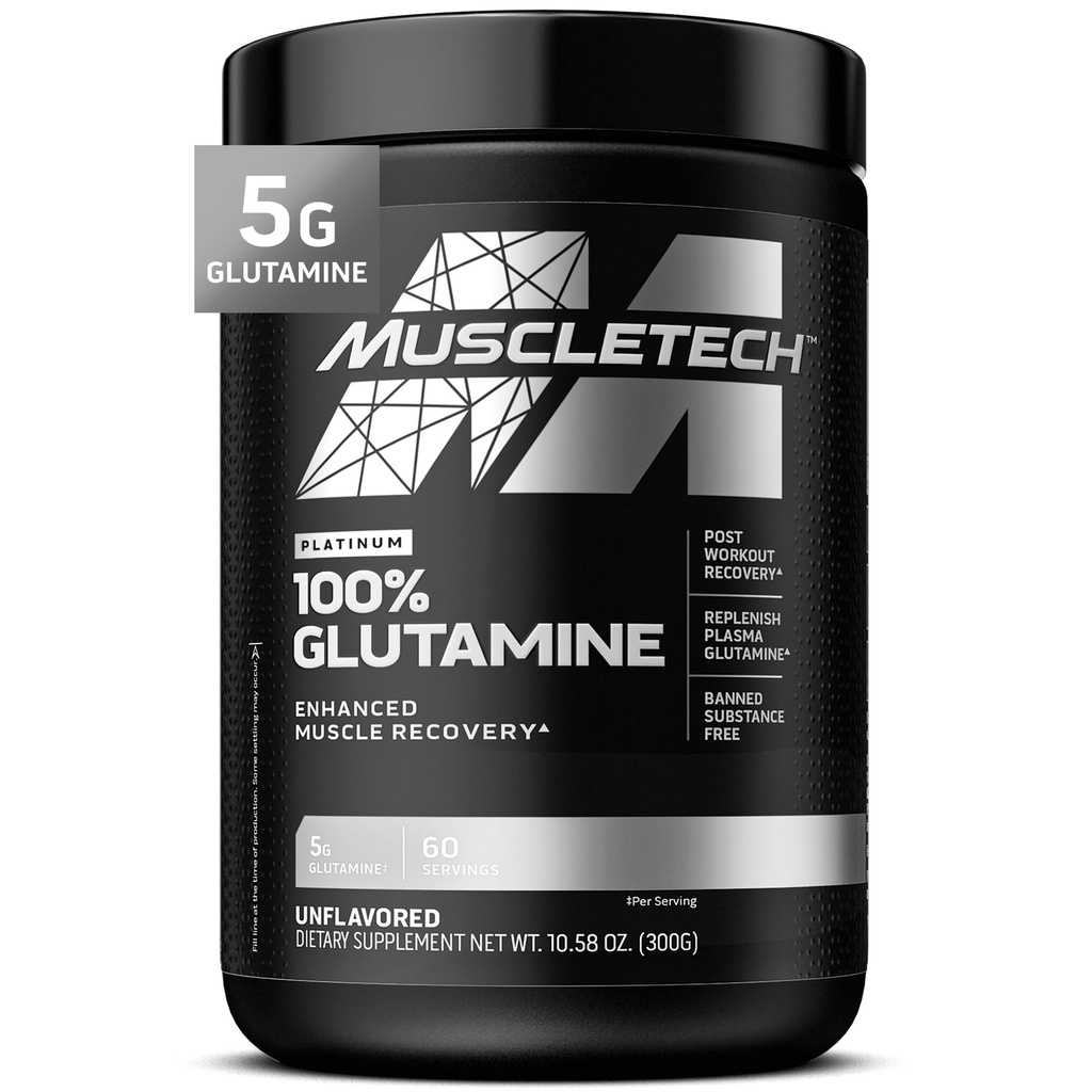 Muscletech 100% L- Glutamin pulver til forbedret muskel inddrivelse - Pure L Glutamin Muscle Growth Builder & Energy Boosting Nutritional supplement til mænd og kvinder - Unflavored, 60 Servering