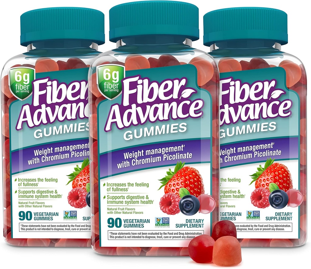 Fiber Advance Weight Management Gummies; 100% Plant Based Fiber til fordøjelse Wellness og Gut Health