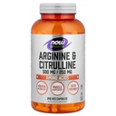 Now Sports Nutrition, Arginin & Citrullin 500 mg / 250 mg, Aminosyrer, 240 Veg kapsler