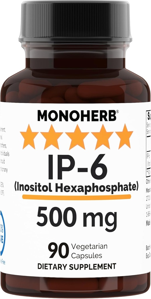 MONOHERB IP-6 Inositol Hexaphosphate 500 mg per Capsule - 90 Veg Capsules