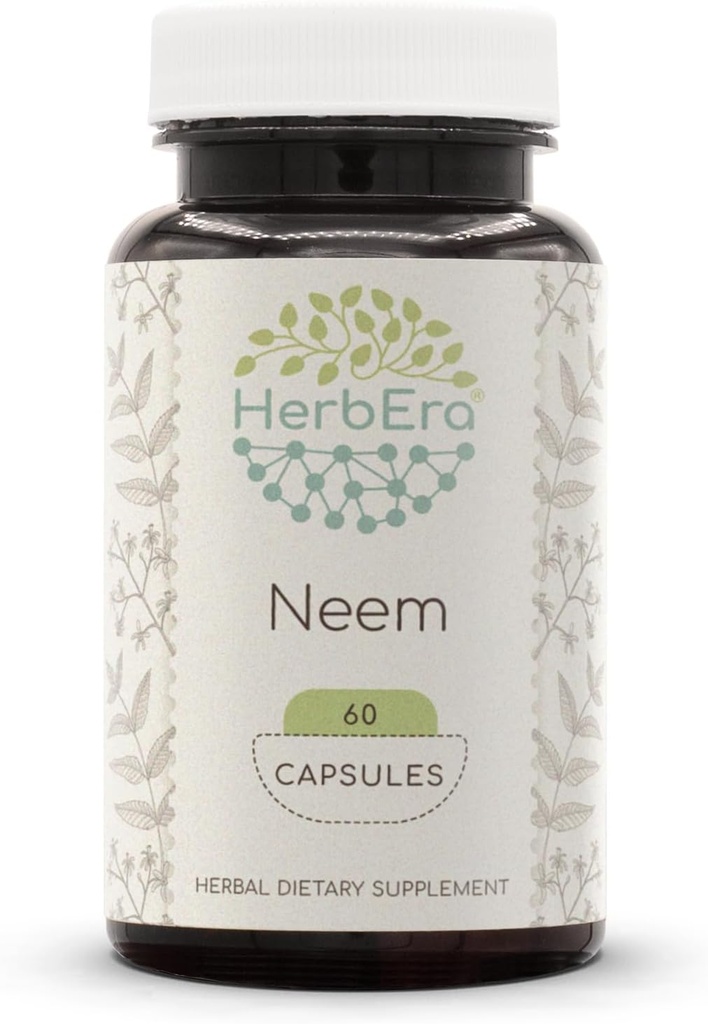 HerbEra Neem 60 kapsler, 500 mg, Neem (Azadirachta Indica) Tørret Leaf (60 kapsler)