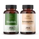 HERBAMAMA Rhodiola Rosea og Ashwagandha Kit - Bundle of 1000 mg Rhodiola Rosea Capsules & 1500 mg Ashwagandha Root Capsules - Vegan, Non- GMO, Gelatin- Free - 2 Pack