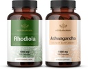 HERBAMAMA Rhodiola Rosea og Ashwagandha Kit - Bundle of 1000 mg Rhodiola Rosea Capsules & 1500 mg Ashwagandha Root Capsules - Vegan, Non- GMO, Gelatin- Free - 2 Pack