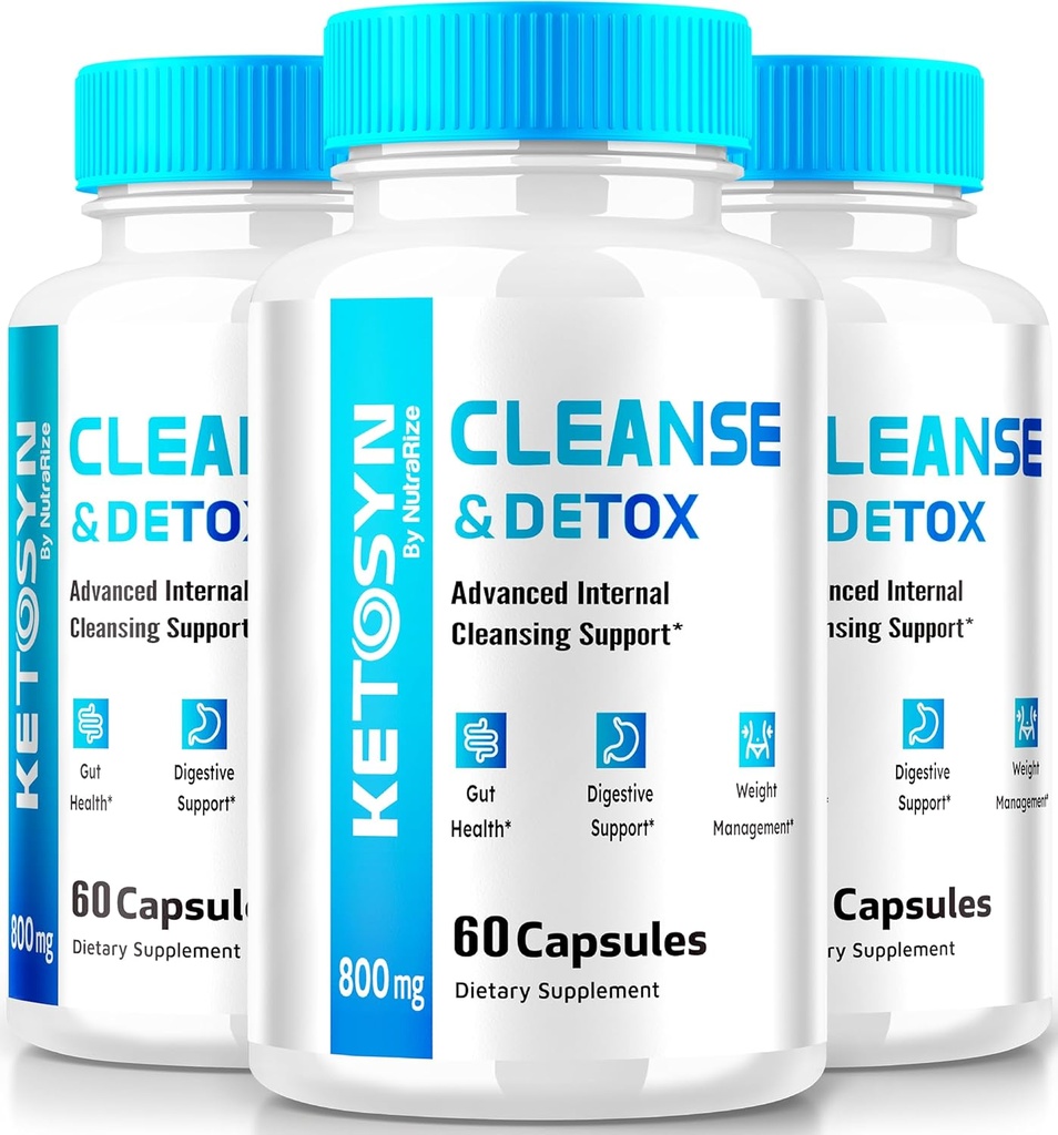 (3 Pack) Ketosyn Cleanse & Detox kapsler, Ketosyn piller til avancerede vægttab, maksimal styrke Keto Blend Support Supplement, Keto Syd Intern Cleansing Pastillas anmeldelser (180 kapsler)