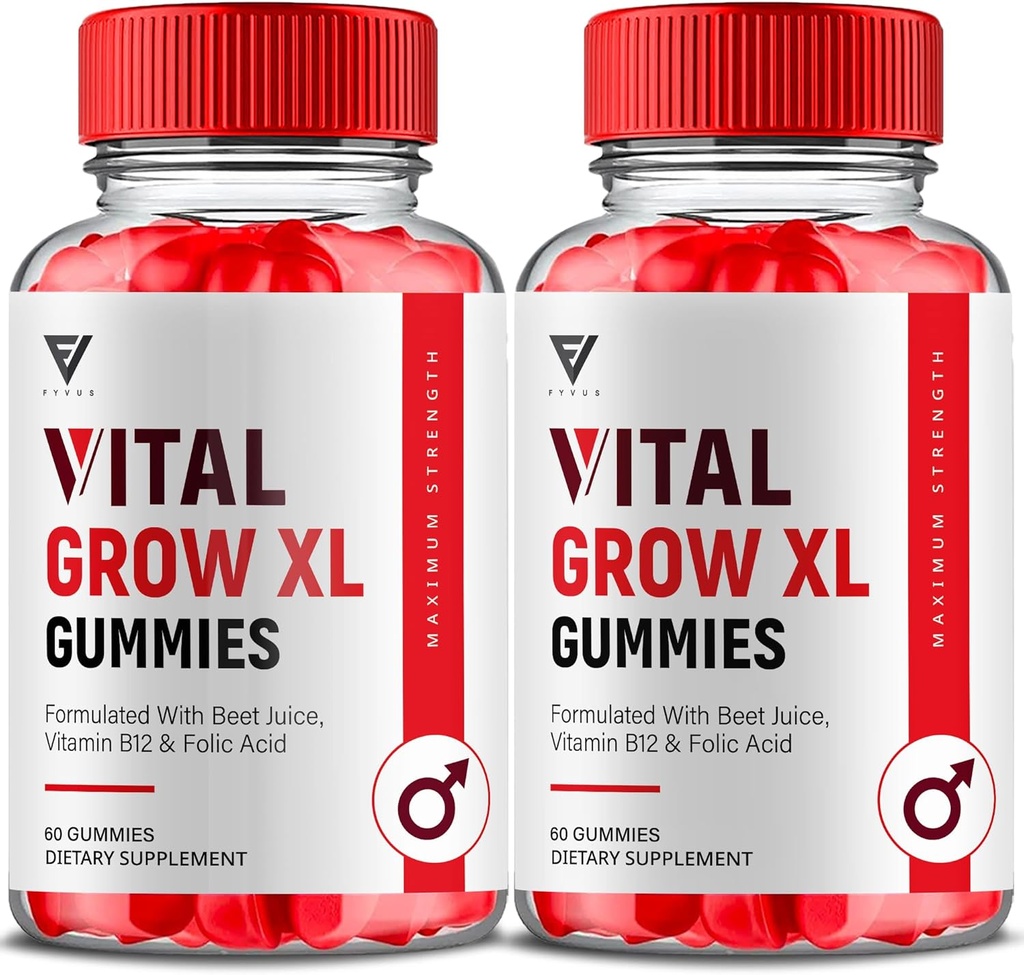 (2 Pack) Vital Grow XL Gummies, Vital Grow XL Advanced Performance og Samlet daglig sundhedsstøtte Supplement, VitalGrow XL Maksimal styrke 1000mg Wellness Supplement Formel (120 Gummies)
