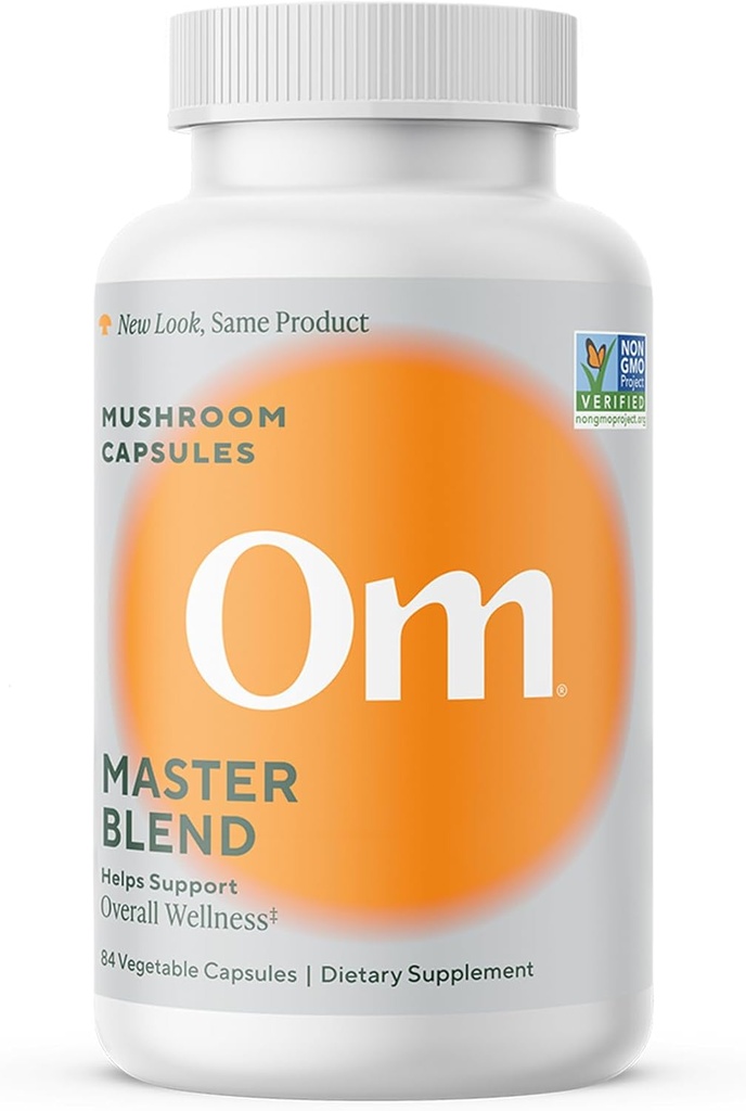 Om Master Blend Mushroom Kapsler - Organic Mushroom Supplement med 10 Mushrooms og Ashwagandha - Support Immunitet, Gut Health & Stress Relief, 84 Greve (28 Servere)