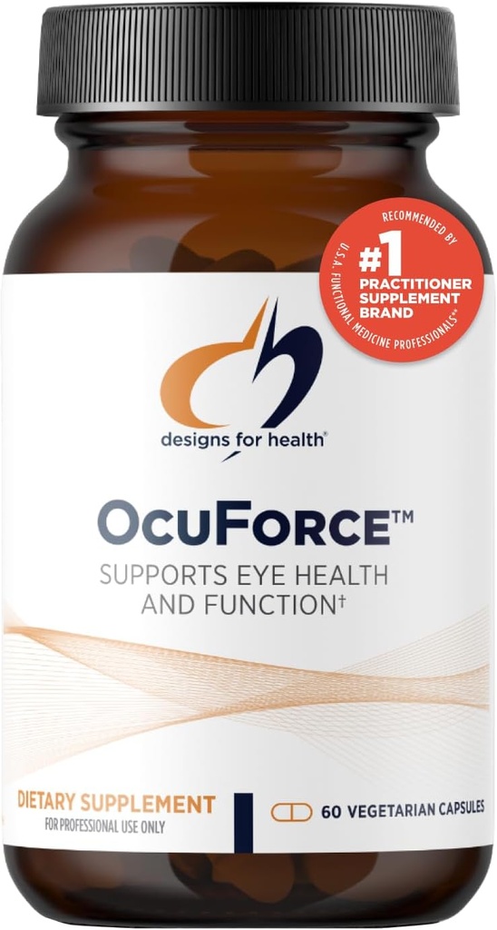 Design til sundhed OcuForce - Eye Health Support Supplement - Lutein, Zeaxanthin, Carotenoider, Zink, Taurine + Vitamin (60 kapsler)