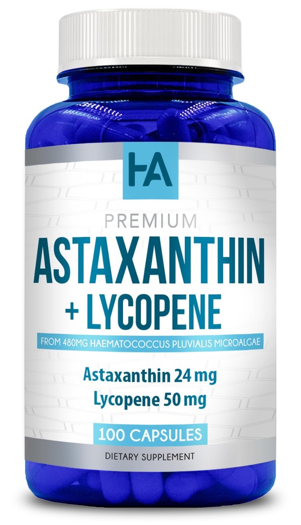 Astaxanthin og Lycopene Supplement- 124; Lycopen 50mg Plus Astaxanthin 24mg Carotenoids Supplement for Tanning Skin Care Vision & Heart Health Support