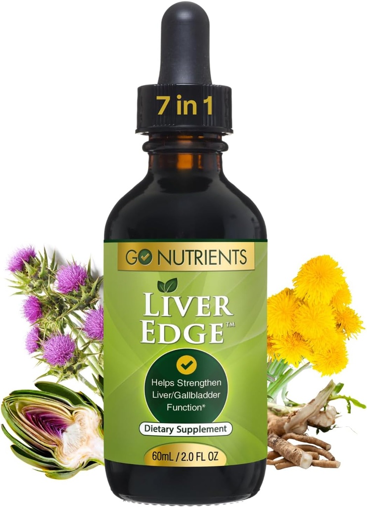 Go Nutrients Lever Edge - Mælk tidsel supplement til lever rense, Detox & Reparation med Artichoke Extract for Health & Fede Lever Support, Organic Liquid Drops & Tincture - 2 oz, 48 Servering