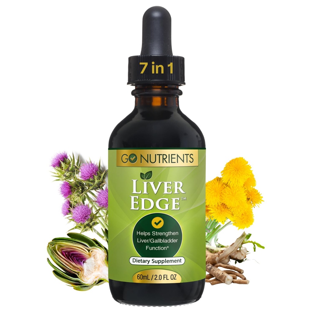 Go Nutrients Lever Edge - Mælk tidsel supplement til lever rense, Detox & Reparation med Artichoke Extract for Health & Fede Lever Support, Organic Liquid Drops & Tincture - 2 oz, 48 Servering