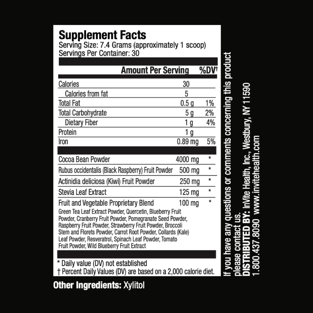 Inviter Health Cocoa Hx ® - Understøtter cirkulation, energi og stofskifte - Avanceret Vegansk superfood supplement - 30 Servere (2-Pack)