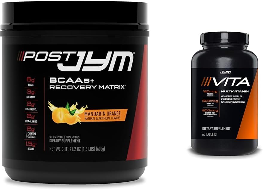 Post JYM Active Matrix Post- Workout med BCAA, Glutamin & mere + Vita JYM Sports Multivitamin til atleter, 60 tabletter