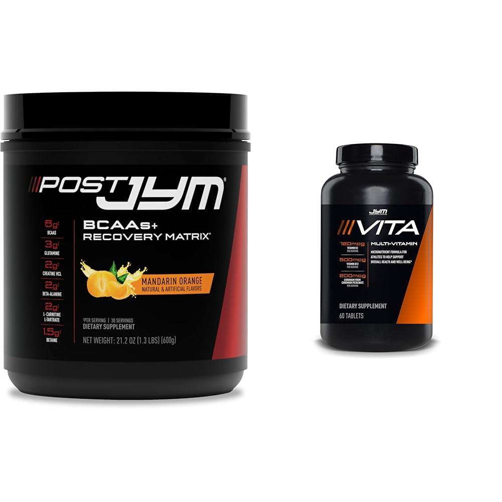 Post JYM Active Matrix Post- Workout med BCAA, Glutamin & mere + Vita JYM Sports Multivitamin til atleter, 60 tabletter