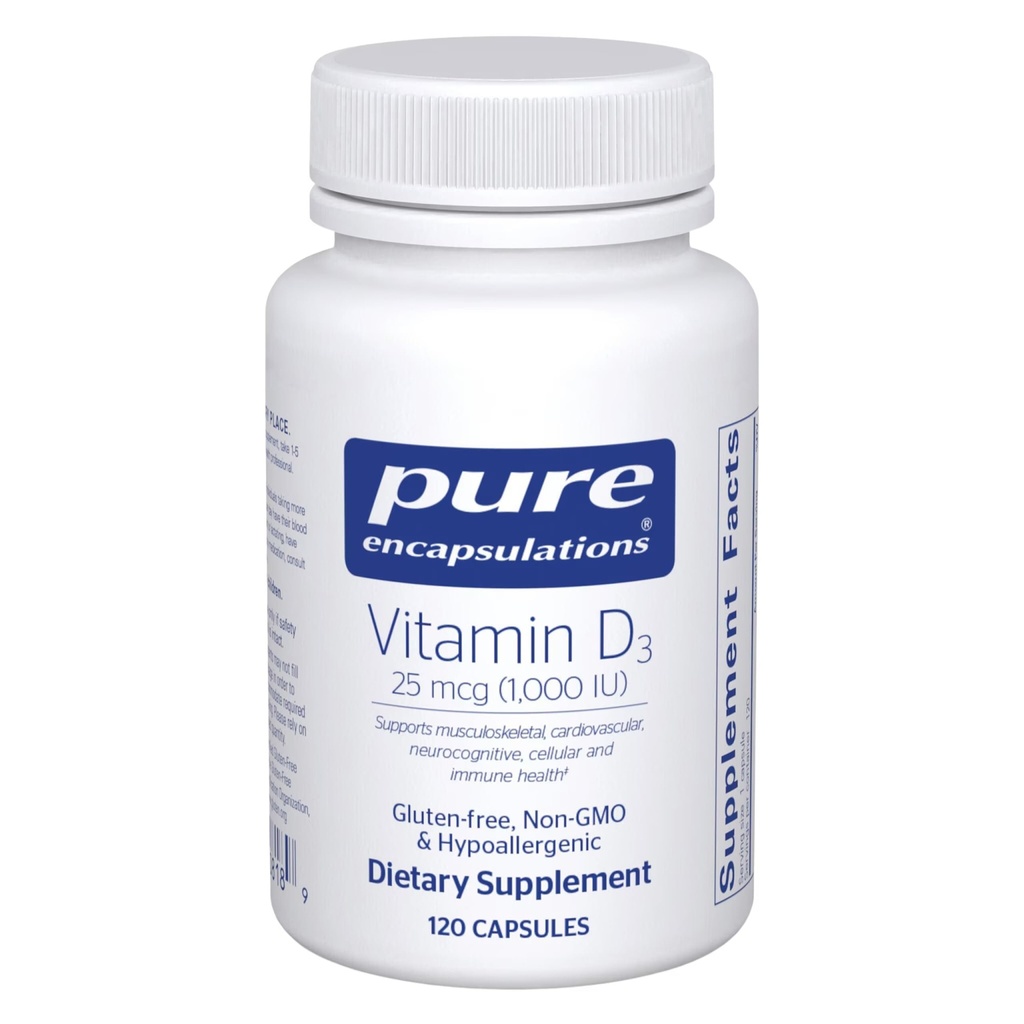 Ren indkapsling D3- vitamin 25 mcg (1. 000 IE) - supplement til støtteben, fælles, bryst, hjerte, kolon og immunforsvar - med Premium D - 120 kapsler