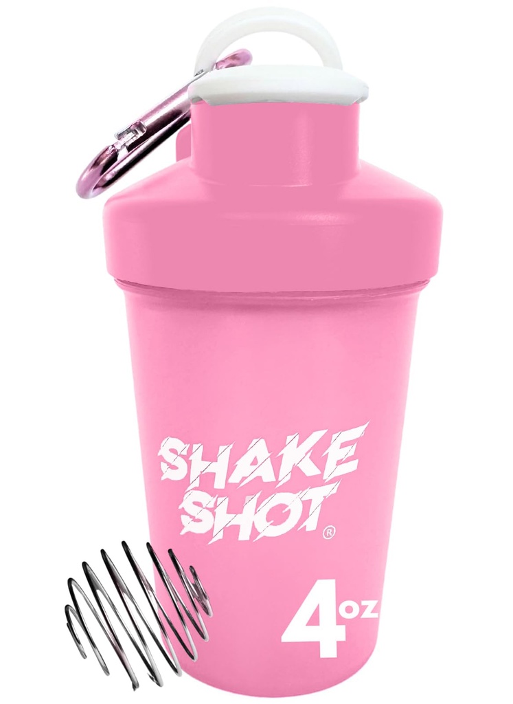 Pink - 4oz Mini Shaker Flaske til før træning, Creatin, Lille Scoop Kosttilskud (Ikke for Protein) Clip & Shaker Ball