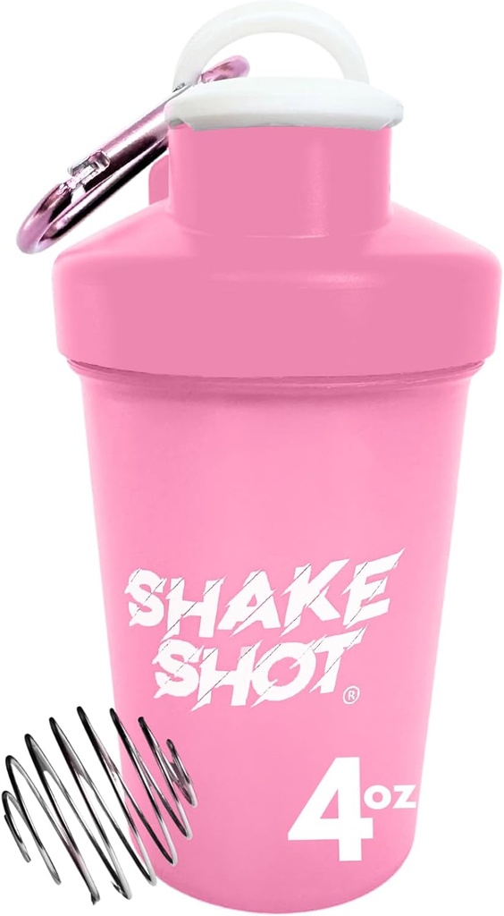 Pink - 4oz Mini Shaker Flaske til før træning, Creatin, Lille Scoop Kosttilskud (Ikke for Protein) Clip & Shaker Ball
