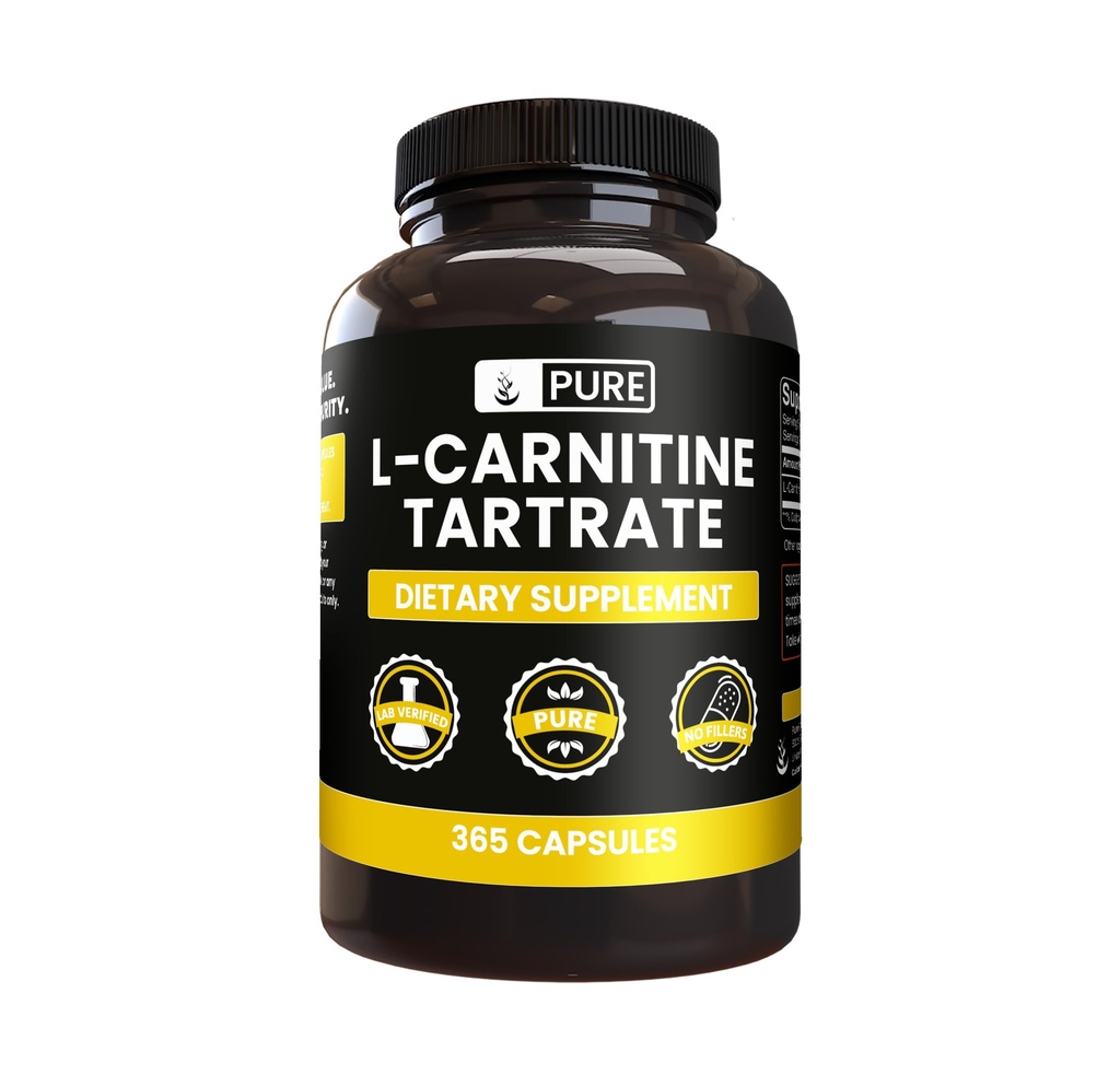 Pure Original Ingredienser L- Carnitin Tartrate (365 kapsler) Ingen Magnesium eller ris Fillers, Altid Pure, Lab Verified