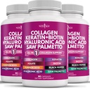 NY ALDER Kollagen piller Biotin Keratin Saw Palmetto Hyaluronsyre - Vitamin E Folinsyre Pumpkin Seed MSM- 270 Tæl